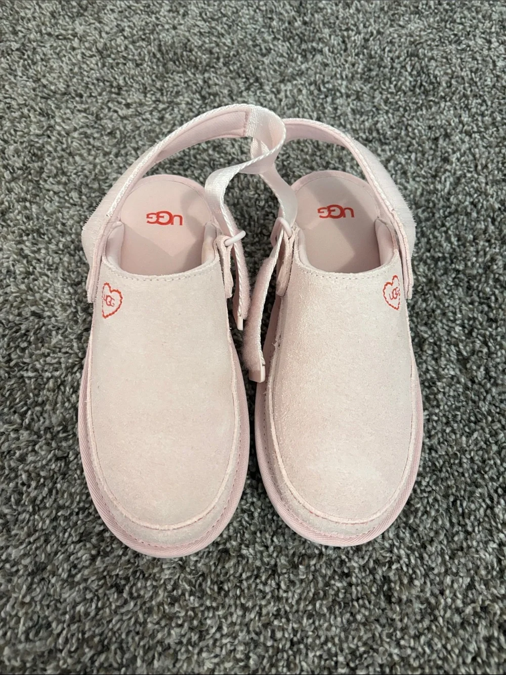 UGG Kids Light Pink Suede Slingback Slip-On Shoes